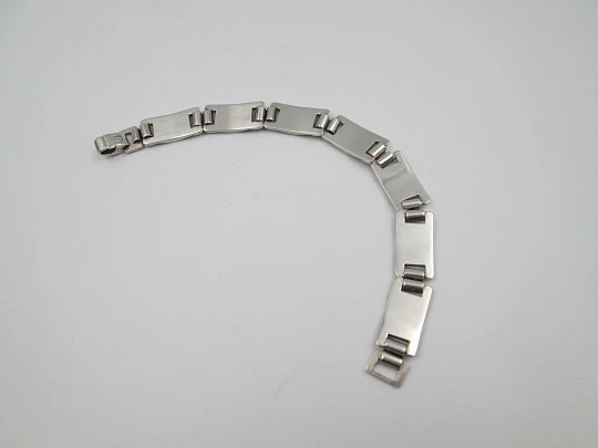 Pulsera articulada de eslabones para mujer. Plata de ley 925. Cierre de argolla. 1990