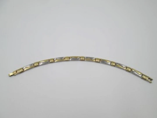 Pulsera articulada mujer Acero inoxidable y chapada oro 18k. Años 80