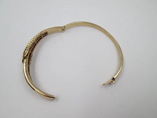 Pulsera de pedida. Oro amarillo 18k, rubíes talla baguette y diamantes