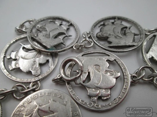 Pulsera monedas plata. 2,5 escudos. República Portuguesa. 1932