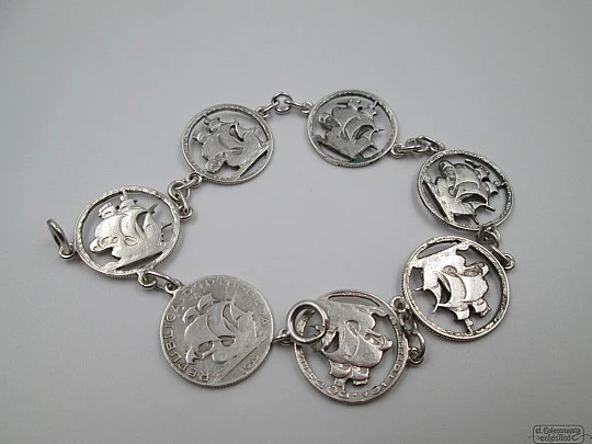 Pulsera monedas plata. 2,5 escudos. República Portuguesa. 1932