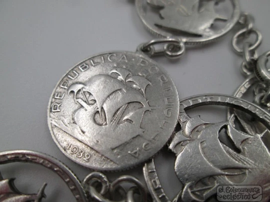 Pulsera monedas plata. 2,5 escudos. República Portuguesa. 1932