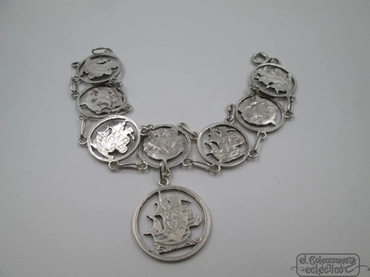 Pulsera monedas plata. 2,5 y 5 escudos. República Portuguesa. 1932