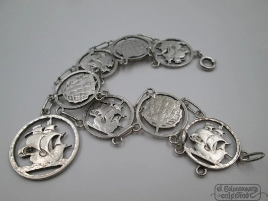 Pulsera monedas plata. 2,5 y 5 escudos. República Portuguesa. 1932