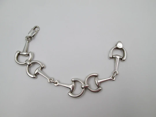 Pulsera mujer anclas marineras. Plata de ley 925. Cierre mosquetón. Años 80