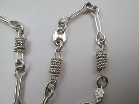 Pulsera mujer cordones y ochos. Plata de ley 925. Cierre argolla. Italia. 2005