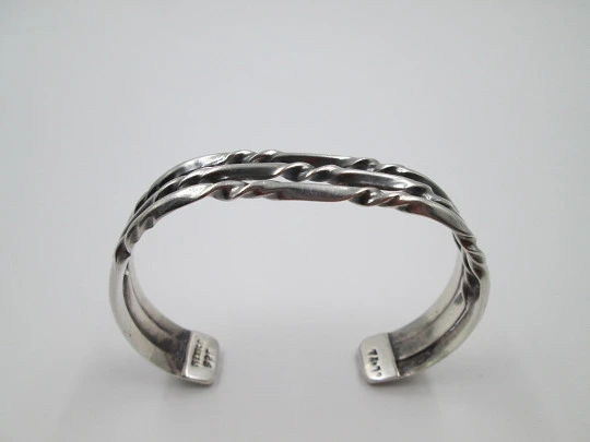 Pulsera mujer Plata de ley 925. México. Años 80. Triple hilo espiral