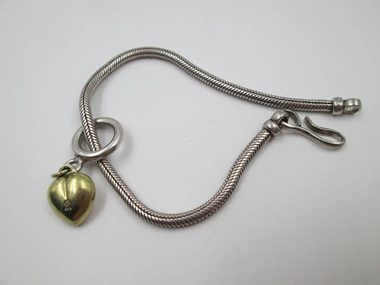 Pulsera mujer. Plata de ley 925. Cordón y corazón vermeil. 2000. Europa