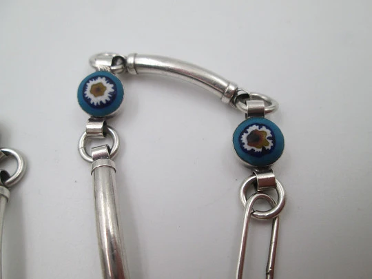 Pulsera para mujer en plata de ley. Motivos de flores esmaltadas a color. Cierre argolla. 1990 Pulsera para mujer en plata de ley. Motivos de flores esmaltadas a color. Cierre argolla. 1990