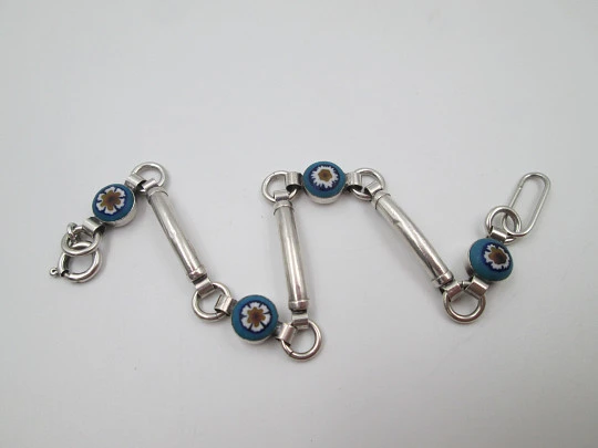 Pulsera para mujer en plata de ley. Motivos de flores esmaltadas a color. Cierre argolla. 1990 Pulsera para mujer en plata de ley. Motivos de flores esmaltadas a color. Cierre argolla. 1990