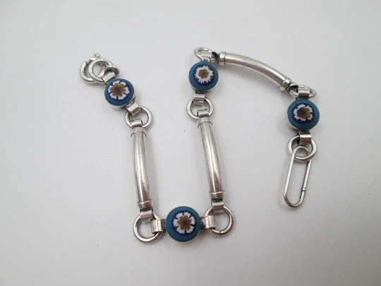 Pulsera para mujer en plata de ley. Motivos de flores esmaltadas a color. Cierre argolla. 1990 Pulsera para mujer en plata de ley. Motivos de flores esmaltadas a color. Cierre argolla. 1990