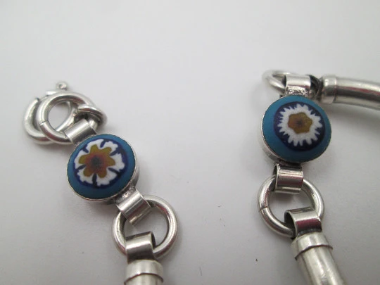 Pulsera para mujer en plata de ley. Motivos de flores esmaltadas a color. Cierre argolla. 1990 Pulsera para mujer en plata de ley. Motivos de flores esmaltadas a color. Cierre argolla. 1990