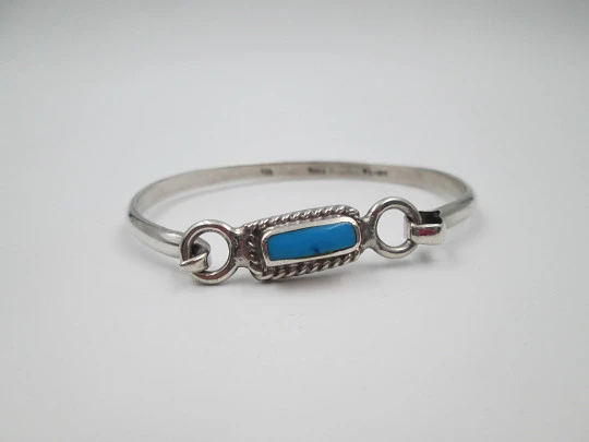 Pulsera para mujer. Plata ley 925 milésimas y turquesa rectangular. México. 1980