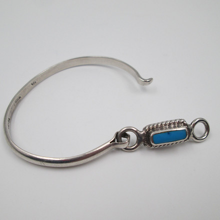 Pulsera Zuni Nativa Americana De Plata De Ley Hecha A Mano Con Racimo De Turquesa