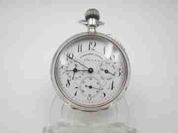 Quantieme Suisse grand complication. Sterling silver. Seconds hand & calendar