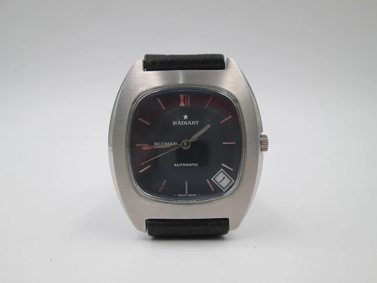 Radiant Blumar. Stainless steel. Automatic. 1970's. Calendar. Strap