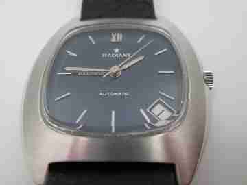 Radiant Blumar. Stainless steel. Automatic. 1970's. Calendar. Strap
