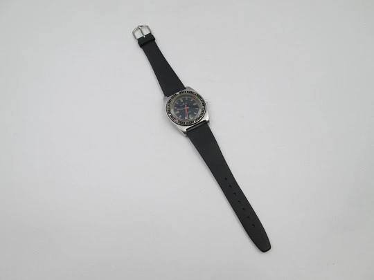 Radiant Dynamic Diver. Stainless steel. Automatic. Calendar. Leather strap. 1970's