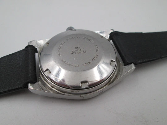 Radiant Dynamic Diver. Stainless steel. Automatic. Calendar. Leather strap. 1970's