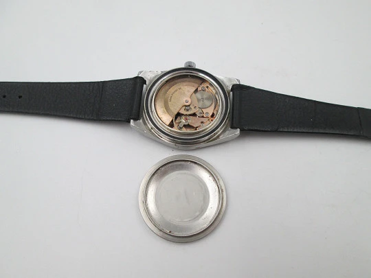 Radiant Dynamic Diver. Stainless steel. Automatic. Calendar. Leather strap. 1970's