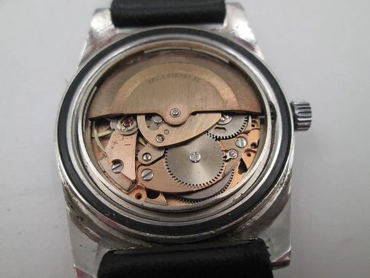 Radiant Dynamic Diver. Stainless steel. Automatic. Calendar. Leather strap. 1970's