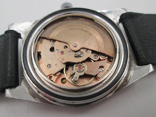 Radiant Dynamic Diver. Stainless steel. Automatic. Calendar. Leather strap. 1970's