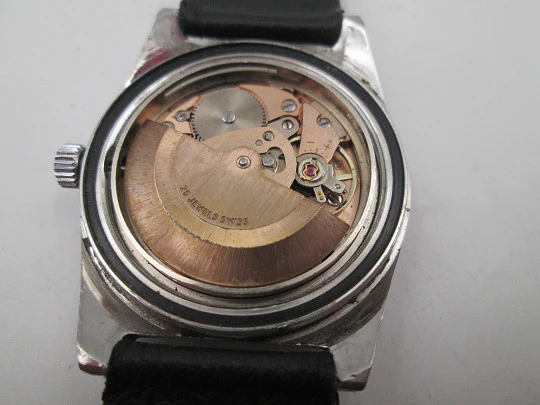 Radiant Dynamic Diver. Stainless steel. Automatic. Calendar. Leather strap. 1970's