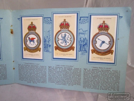 RAF Badges. John Player. 1940's. 50 cards. 19 pages. Softcover