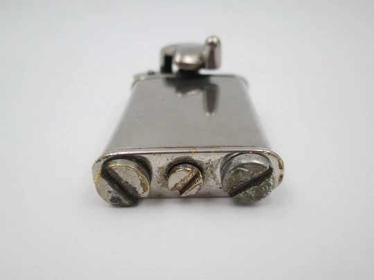 Rare lift arm petrol pocket lighter with crank started mechanism. Silver plated. 1930's