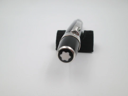 Rare Montblanc Bohème ballpoint pen. Black resin & platinum metal. Box. 2000's