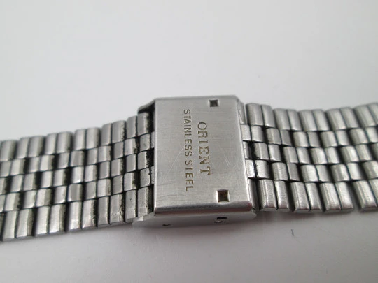 Rare Orient digital chronograph. Chrome-plated metal & stainless steel. Bracelet. 1970