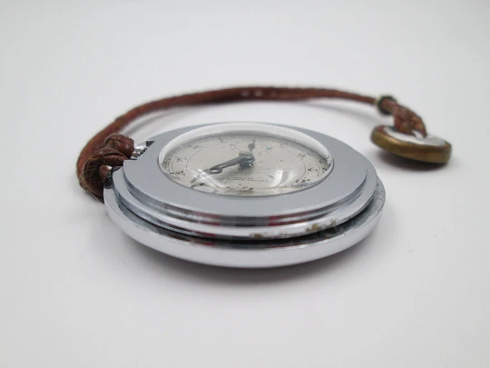 Rare Record pendant watch. Stainless steel. Small seconds hand. Manual wind. 1940's