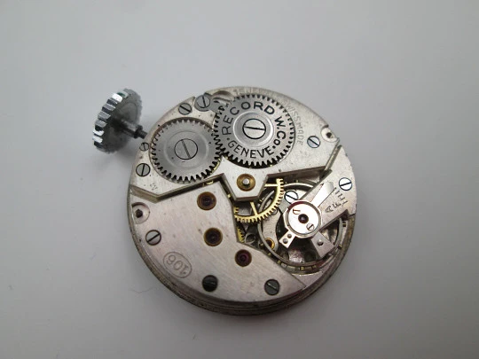 Rare Record pendant watch. Stainless steel. Small seconds hand. Manual wind. 1940's