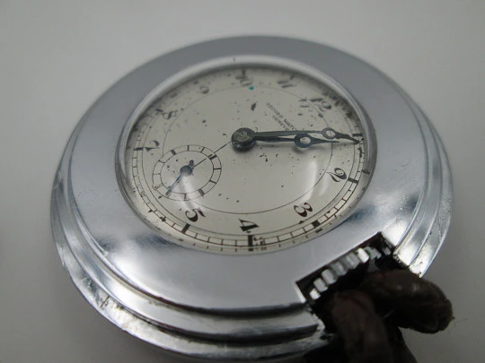 Rare Record pendant watch. Stainless steel. Small seconds hand. Manual wind. 1940's