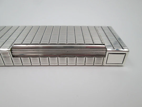 Rare S.T. Dupont table desk lighter. Silver plated metal. Circa 1980's. France