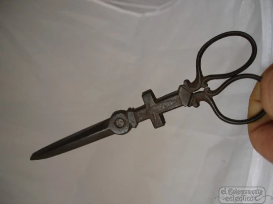 Rare scissors. Iron. Cross and Christ motifs. 19-20th centuries