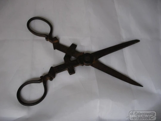 Rare scissors. Iron. Cross and Christ motifs. 19-20th centuries