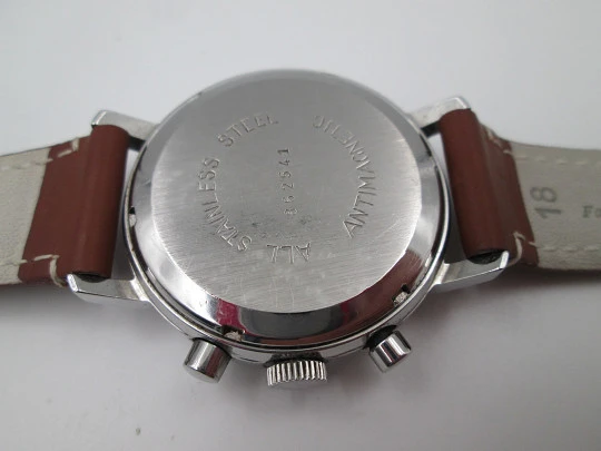 Rare Yema Panda men's chronograph. Stainless steel. Manual wind. France. 1960's