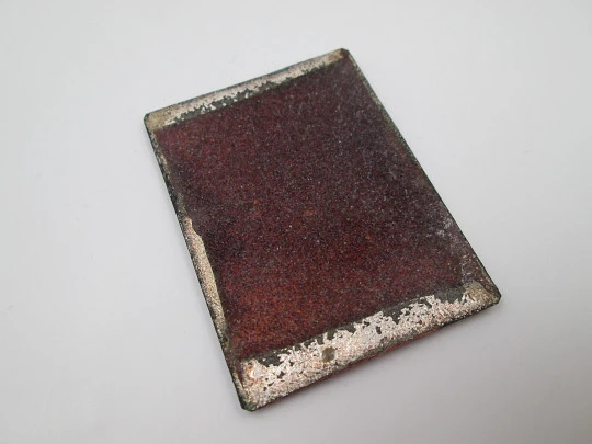 Rectangular enamel on copper. Woman portrait. BARBA. Series 1 / 100. Spain. 1980's