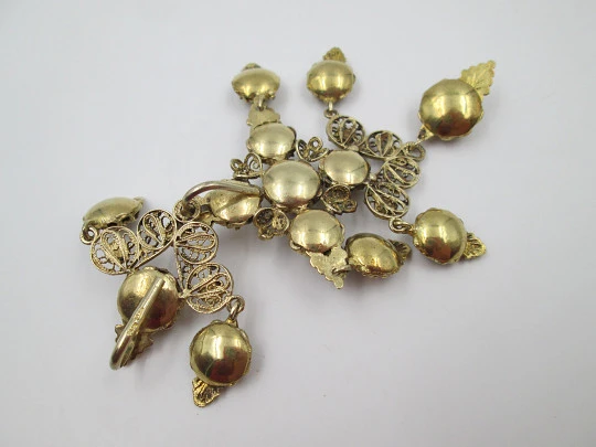 Regional jewelry filigree badge. Sterling silver and vermeil. Spain. 1960's