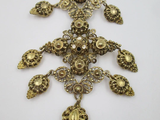 Regional jewelry filigree badge. Sterling silver and vermeil. Spain. 1960's