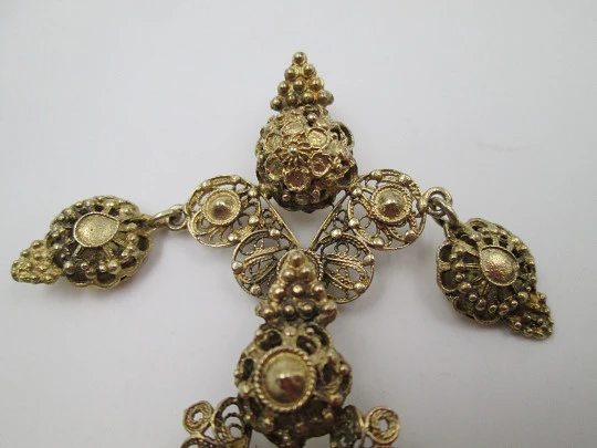 Regional jewelry filigree badge. Sterling silver and vermeil. Spain. 1960's