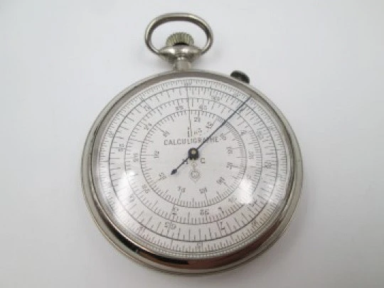 Regla cálculo giratoria circular Calculigraphe. HC Paris. Metal. 1900