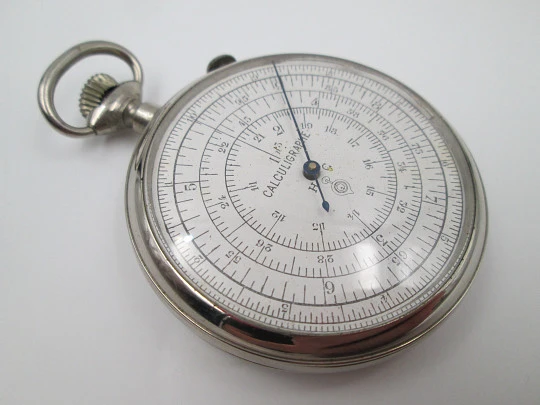 Regla cálculo giratoria circular Calculigraphe. HC Paris. Metal. 1900