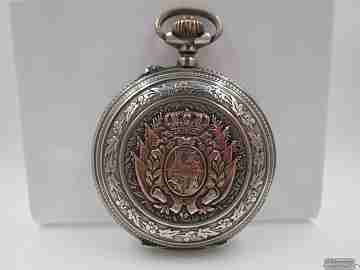 Regulador D.G. Hunter-case. 800 sterling silver. Military. 1900's
