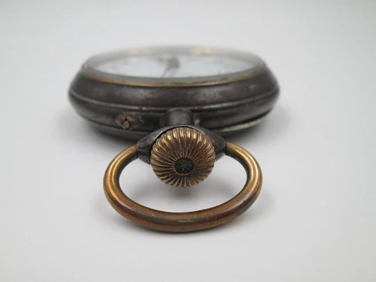 Régulateur. Hierro y metal dorado. Cuerda remontoir. Dial bicolor. Suiza. 1910