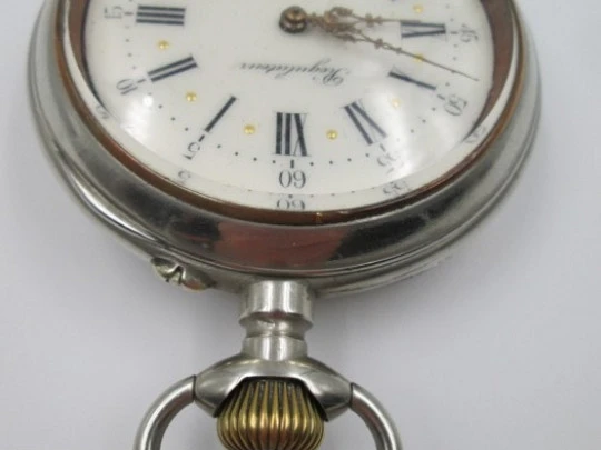 Règulateur. White metal. Porcelain dial. Stem-wind. 1920's. Open-face