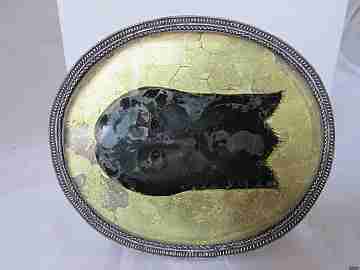 Reliquary. Holy Face. Silver. 19th century. Black glass. Gold leaf