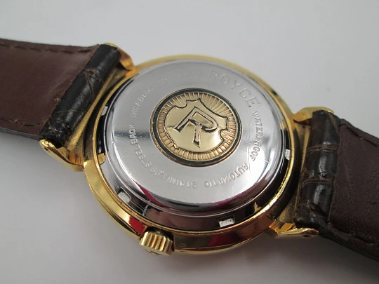 Reloj automático Royce Leadership. Chapado oro y acero inoxidable. Calendario. 1960