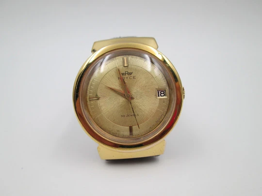 Reloj automático Royce Leadership. Chapado oro y acero inoxidable. Calendario. 1960